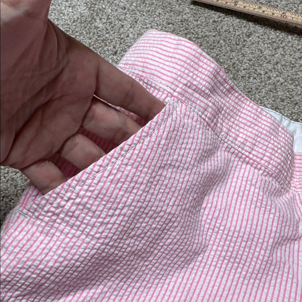 Lilly Pulitzer Buttercup Pink Seersucker Scallop Hem Shorts Size 00 - Picture 12 of 16